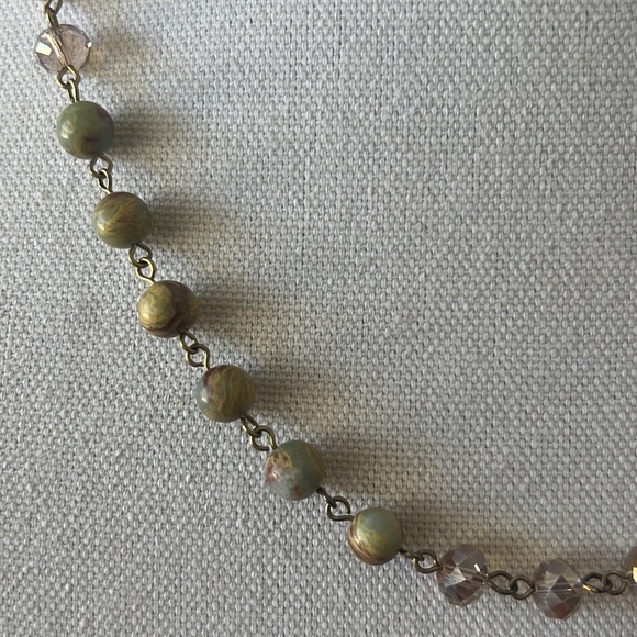 Skyward vintage long necklace or worn double strand, crystal, agate, faux pearls - Picture 4 of 10